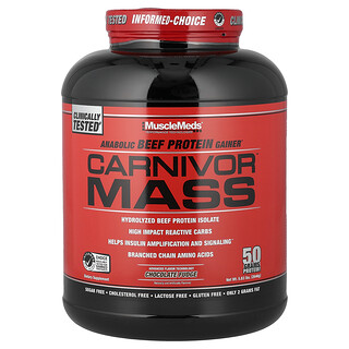 MuscleMeds, Carnivor Mass, Aumento de proteínas anabólicas de carne de res, Dulce de chocolate`` 2646 g (5,83 lb)