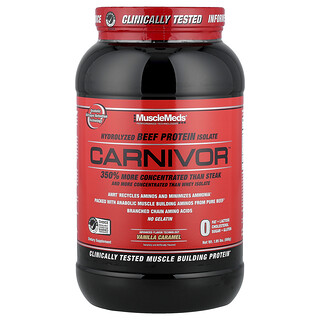 MuscleMeds, Carnivor™, гидролизованный изолят говяжьего протеина, со вкусом ванильной карамель, 888 г (1,95 фунта)