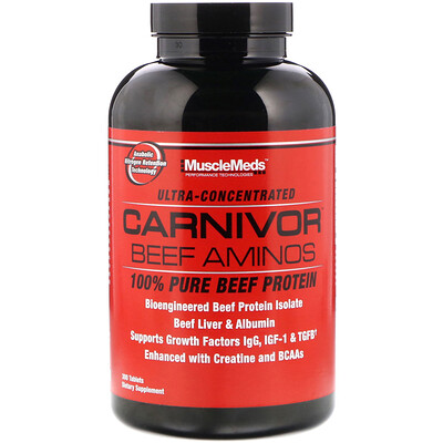 

Аминокислоты Carnivor Beef, 100% чистый говяжий протеин, 300 таблеток