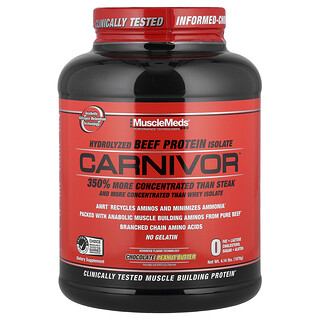 MuscleMeds, Carnivor, Aislado de proteína de carne de res obtenida mediante bioingeniería, Chocolate y mantequilla de maní, 1876 g (4,14 lb)