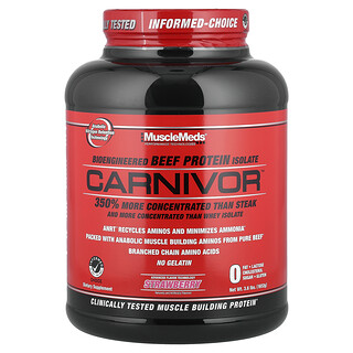 MuscleMeds, Carnivor™, izolat proteic din vită bioengineered, căpșuni, 1652 g