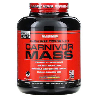 ماسلميدس‏, Carnivor Mass ، مكمل غذائي لبروتين اللحم البقري الابتنائي ، بالشوكولاتة وزبدة الفول السوداني ، 5.9 رطل (2674 جم)