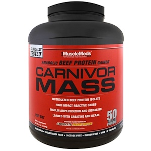 MuscleMeds, Формула для набора массы Carnivor Mass, шоколадно-арахисовая паста, 6 фунтов (2744 г)