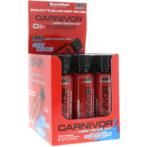 Отзывы о МаслМэдс, Carnivor, Liquid Protein Shot, Blue Raspberry, 12 Pack, 4 fl oz (118 ml) Each
