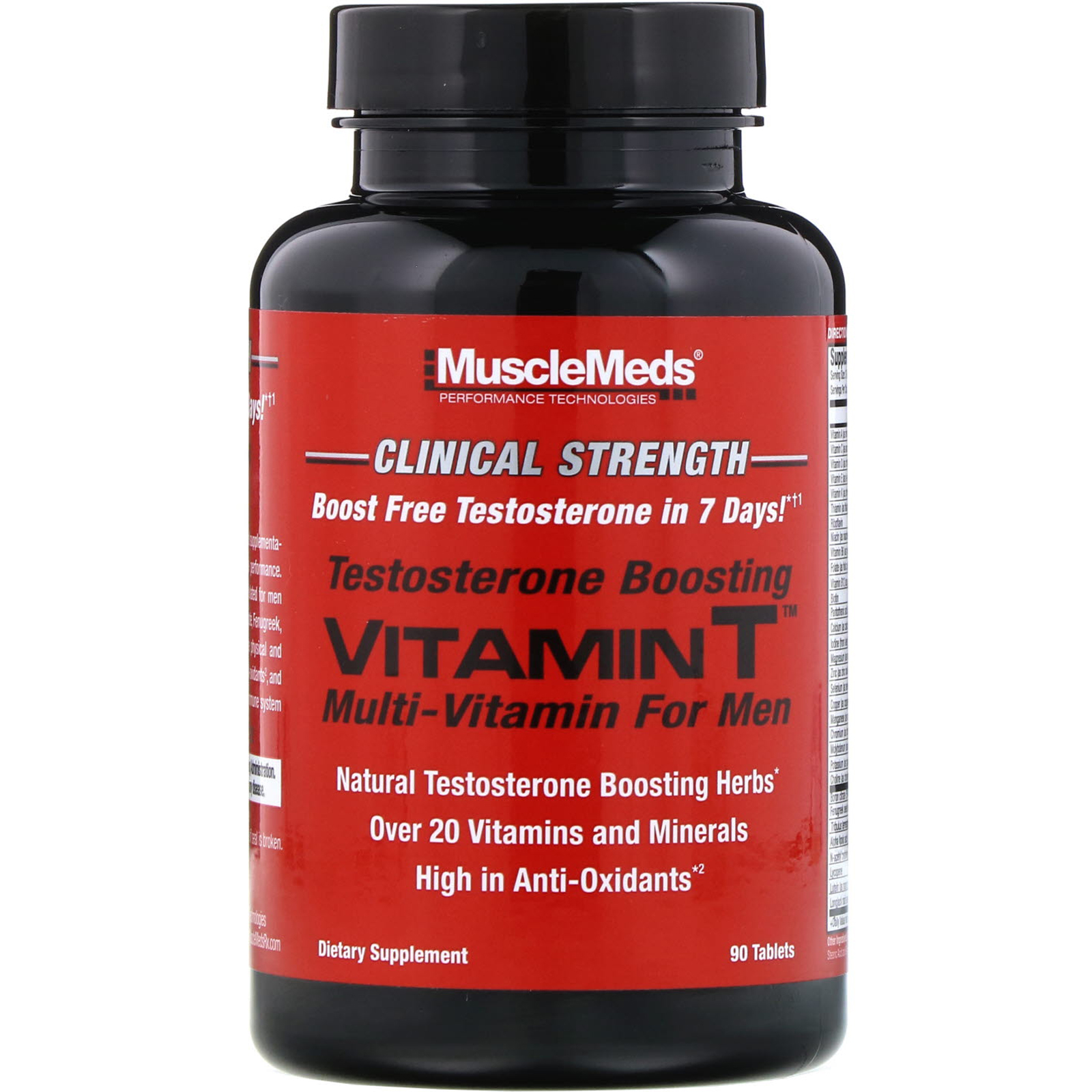 MuscleMeds, Vitamin T, Testosterone Boosting MultiVitamin for Men, 90