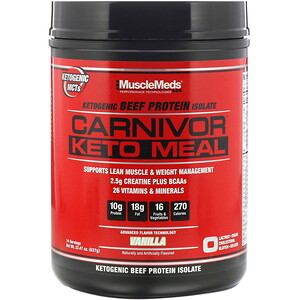 Отзывы о МаслМэдс, Carnivor, Keto Meal, Ketogenic Beef Protein Isolate, Vanilla, 22.47 oz (637 g)