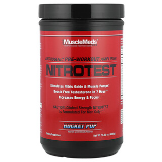 MuscleMeds, Nitrotest, Amplificador androgénico preentrenamiento, Paleta de cohete, 468,6 g (16,53 oz)