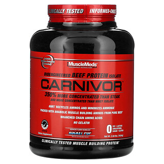 MuscleMeds, Carnivor, Aislado de proteína de carne de res bioingeniería, Paleta de cohetes`` 1624 g (3,58 lb)