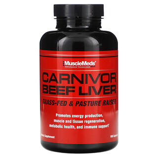 MuscleMeds, Carnivor, Hígado de res, 180 cápsulas (500 mg por cápsula)
