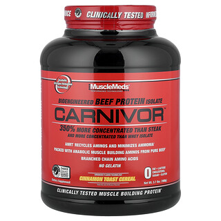 MuscleMeds, Carnivor™, Bioengineered Beef Protein Isolate, Cinnamon Toast Cereal, 3.7 lbs (1,680 g)