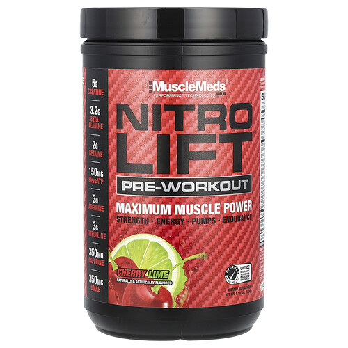 Musclemeds Nitro Lift™ Pre-Workout, Cherry Lime, 1.14 lbs (518 g)
