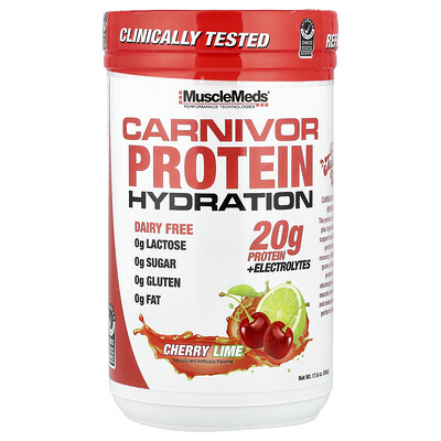 MuscleMeds, Carnivor Protein Hydration, Cereza y lima, 500 g (17,6 oz)