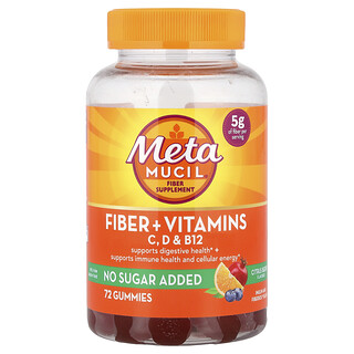 Metamucil, Φυτικές Ίνες + Βιταμίνες, C, D,&; B12, Citrus Berry, 72 Gummies