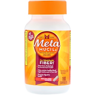 Metamucil, MultiHealth Fibre 3 в 1, клетчатка подорожника, 160 капсул