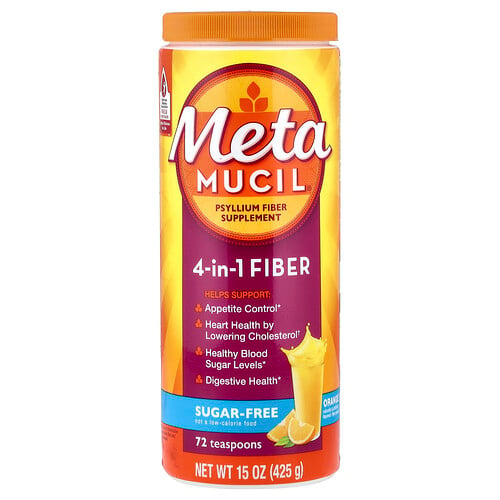 Metamucil 4-in-1 Fiber, Orange, 15 oz (425 g)