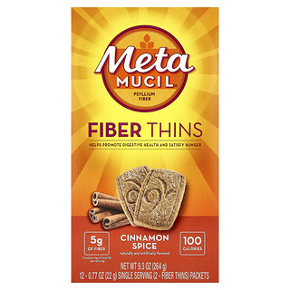 Metamucil, Fiber Thins, μπαχαρικό κανέλας, 12 πακέτα, 0,77 oz (22 g) το καθένα