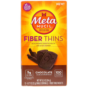 Отзывы о Metamucil, Fiber Thins, Chocolate, 12 Fiber Thin Packets, 0.77 oz (22 g) Each