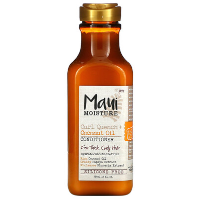 Maui Moisture Curl Quench + Coconut Oil, кондиционер, для густых и вьющихся волос, 385 мл (13 жидк. Унций)