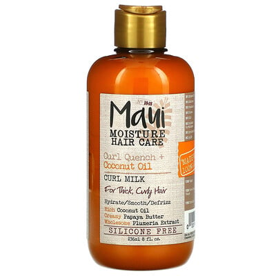 Maui Moisture Curl Quench + Coconut- Oil, молочко для завивки, для густых и вьющихся волос, 236 мл (8 жидк. Унций)