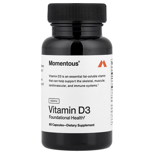 Momentous, Vitamin D3, 125 mg (5.000 IU), 60 Kapseln
