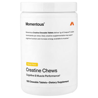 Momentous, Creatine, Bocadillos masticables, Mango, 150 comprimidos masticables (1000 mg por comprimido)