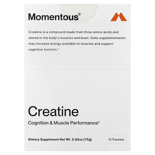 Momentous‏, كرياتين ، 15 كيسًا ، 0.18 أونصة (5 جم) لكل كيس