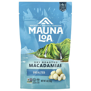 Mauna Loa, Macadamias secas y tostadas, Sin sal, 113 g (4 oz)