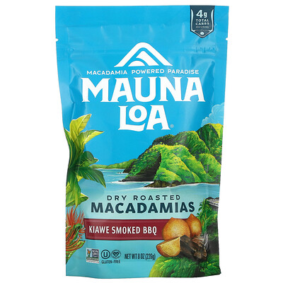 Mauna Loa Dry Roasted Macadamias, барбекю с копченым киаве, 226 г (8 унций)