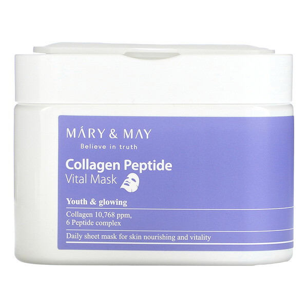 Mary & May‏, Collagen Peptide, Vital Beauty Mask, 30 Sheets , 14.1 oz (400 g) Each