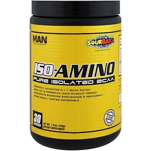 MAN Sports, ISO-Amino, чистые изолированные аминокислоты с разветвленной цепью, кислая смесь, 7.41 унций (210 г)
