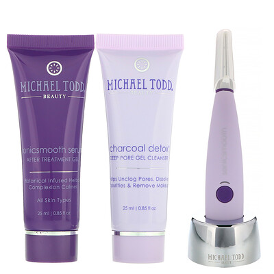 Michael Todd Beauty Sonicsmooth, 2-in-1 Sonic Dermaplaning System, Lavender, 5 Piece Set