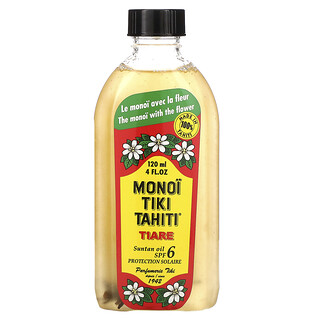 Monoi Tiare Tahiti, Suntan Oil SPF 6 Protection Solaire, Tiare (Gardenia), 4 fl oz (120 ml)