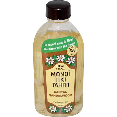 Monoi Tiare Tahiti 大溪地Monoi Tiki鮮花椰子油,檀香,4盎司(120毫升)