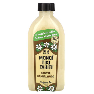 Monoi Tiare Tahiti, Monoi Tiki 大溪地梔子油，檀香木味，4 液量盎司（120 毫升）