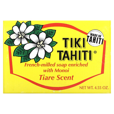 Monoi Tiare Tahiti Мыло французского помола, обогащенное монои, с ароматом тиаре, 130 г (4,55 унции)