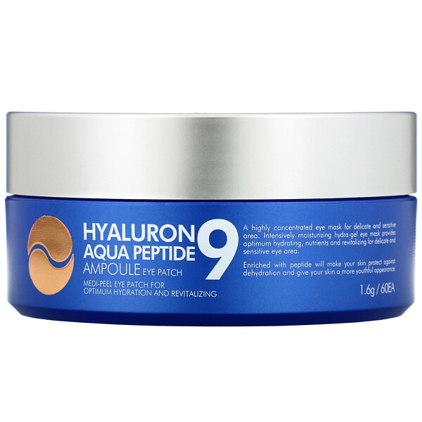 Medi-Peel‏, Hyaluron Peptide 9, Ampoule Eye Patch, Aqua, 60 Patches
