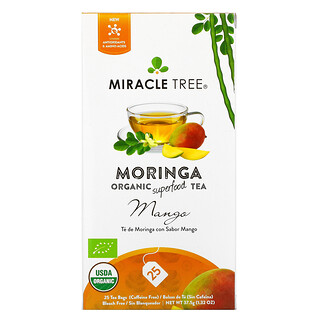 Miracle Tree, 辣木有機 SUPER FOOD 茶，芒果味，無咖啡萃取，25 包茶包，1.23 盎司（37.5 克）