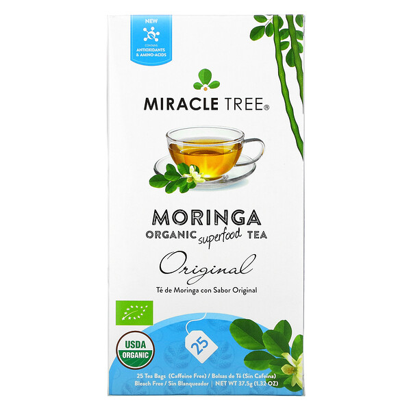 Miracle Tree‏, Moringa Organic Superfood Tea, Original, Caffeine Free, 25 Tea Bags, 1.32 oz (37.5 g)