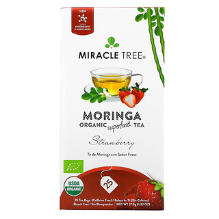 Miracle Tree, 辣木有机 SUPER FOOD 茶，草莓味，无咖啡萃取，25 包茶包，1.32 盎司（37.5 克）