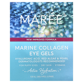 Maree, Geluri pentru ochi cu colagen marin, pentru toate tipurile de piele, 12 perechi, 36 g (1,27 oz)