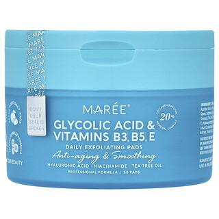 Maree, 데일리 각질 제거 패드, 글리콜산 및 비타민B3, B5, E, 복숭아, 패드 50매