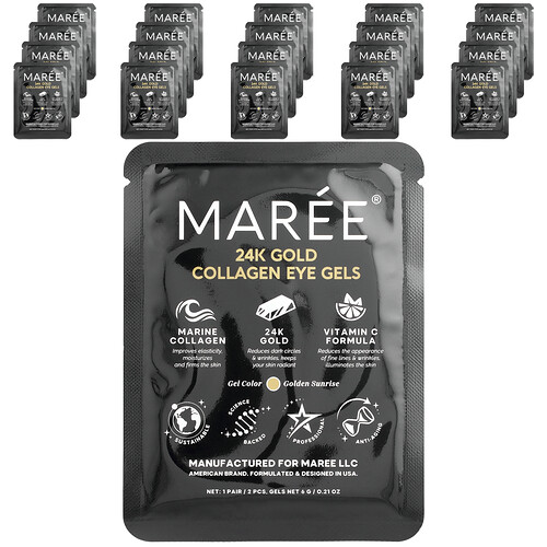Maree, 24 Karat Gold-Effekt, Collagen-Augengel, Golden Sunrise, 20 Paar, 120 g