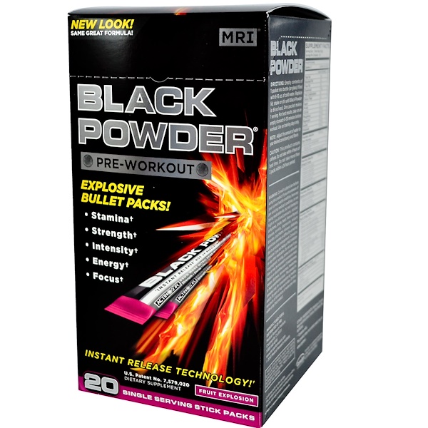 MRI, Black Powder, PreWorkout, Fruit Explosion, 20 Stick Packs iHerb