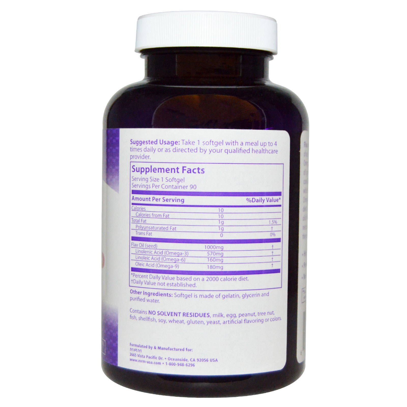 MRM, Flax Oil, 1000 mg, 90 Softgels iHerb