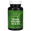 MRM, веганские витамины D3 и K2, 62,5 мкг (2500 МЕ), 60 веганских капсул