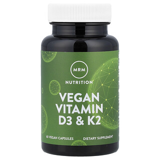 MRM Nutrition, веганские витамины D3 и K2, 62,5 мкг (2500 МЕ), 60 веганских капсул