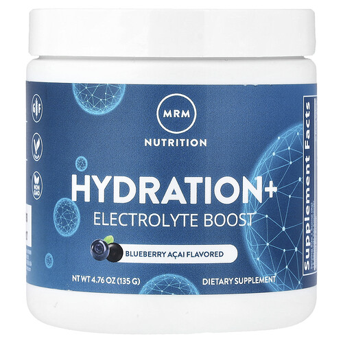 MRMニュートリション MRM Nutrition, ハイドレーション＋電解質ブースト、ブルーベリー アサイー、135mg（4.76オンス）