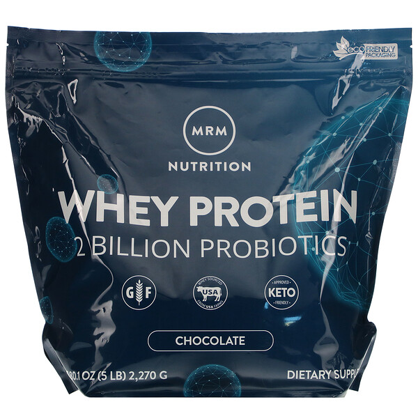 MRM, Whey Protein, 2 Billion Probiotics, Chocolate, 5 lb (2,270 g) iHerb