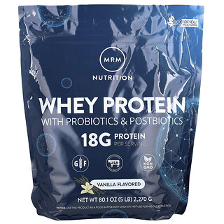 MRM Nutrition, Heraproteiini probiooteilla ja postbiooteilla, vanilja, 2 270 g