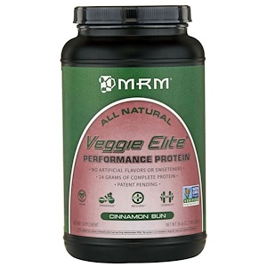 MRM, "Элитные овощи", растительный белковый комплекс для высокой производительности со вкусом плюшек с корицей, 36 унций (1,020 г)